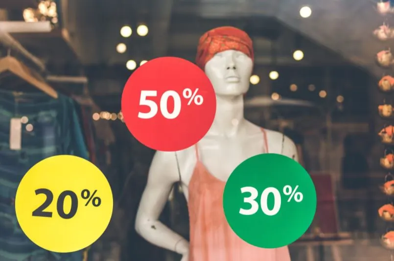 Mannequin with discount percentages