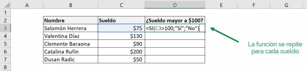 Excel función SI Y combinar 2 condiciones explicación