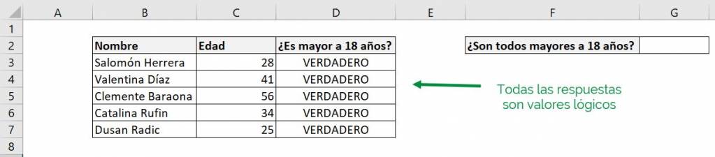 Excel function IF AND combine 2 conditions explanation example age logical values