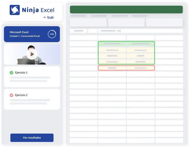 Pantalla app ninja excel