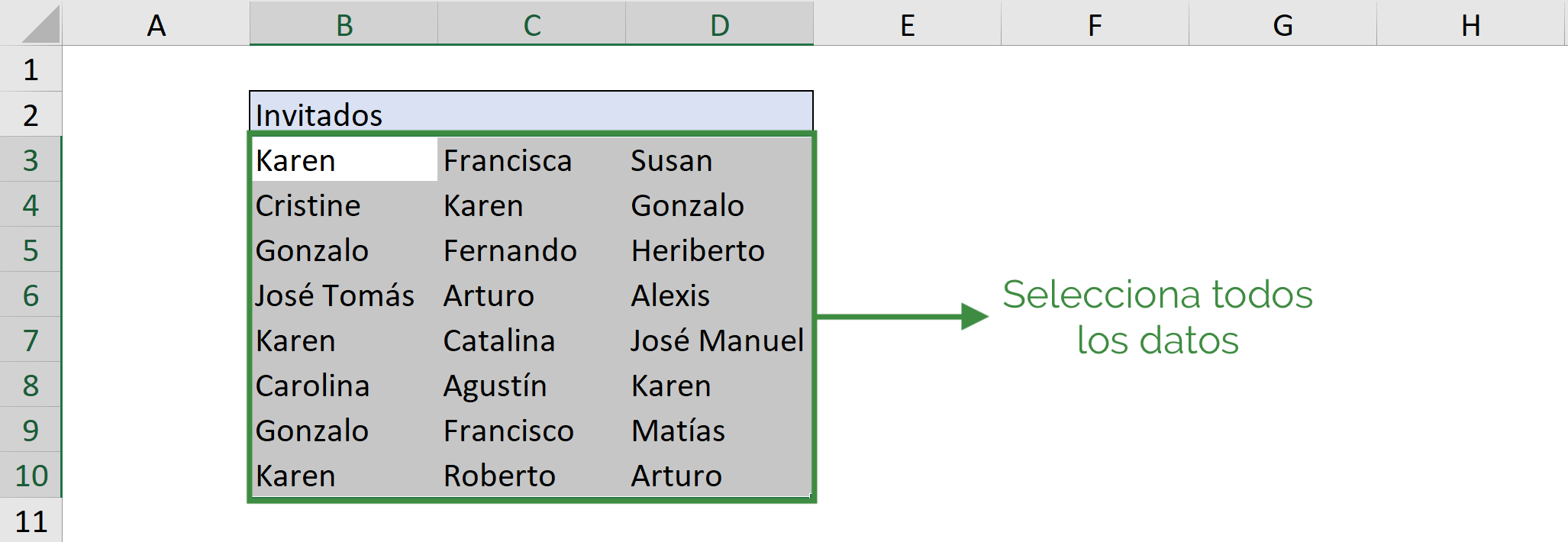 I select data to find duplicates in Excel