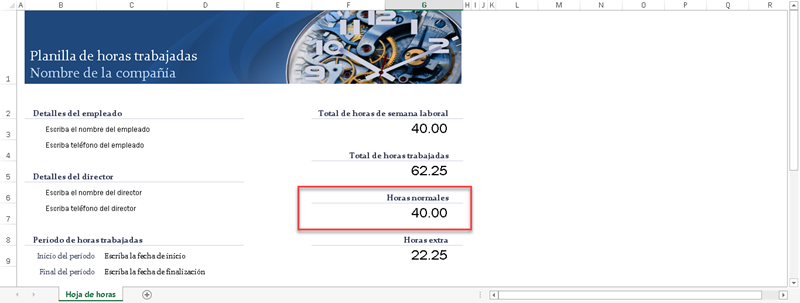 Aquí conocerás las horas normales de trabajo, para después calcular las horas extras con Excel 