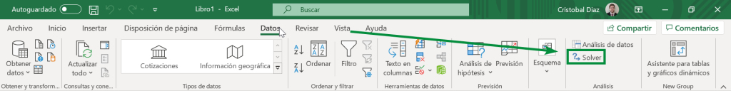 Excel excel Solver herramienta maximizar activar complemento activado