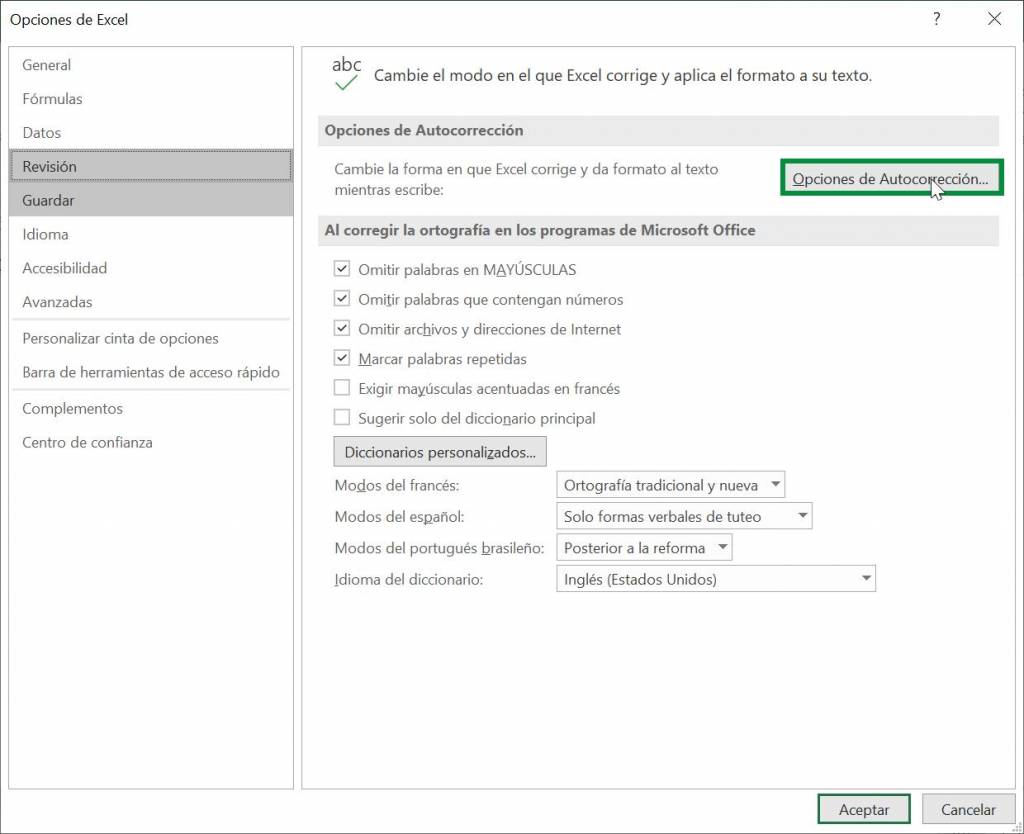 Excel excel símbolo delta signo forma autocorrector opciones de autocorrección