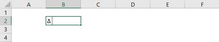 excel delta symbol