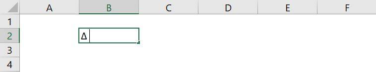 Excel excel símbolo delta signo cambio insertar copiar pegar listo