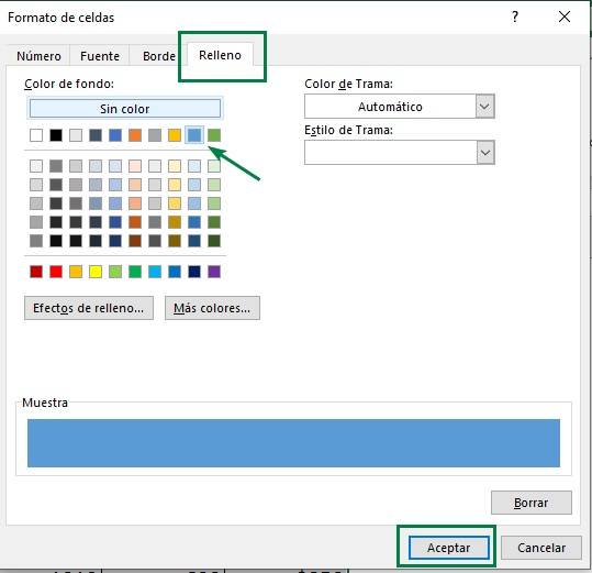 Seleccionar formato para filas alternas.