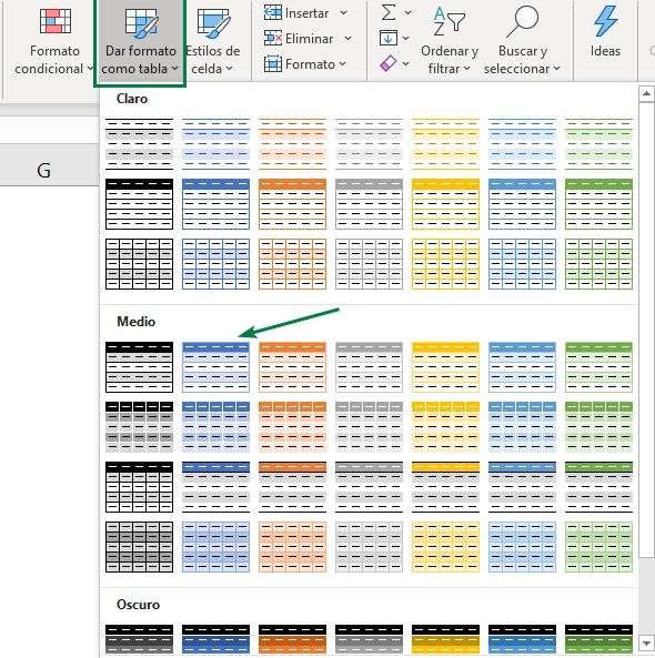 Shade alternative rows with Excel table style.