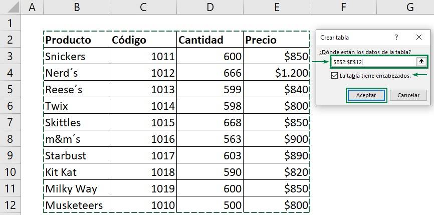 Select Excel table alternate rows.