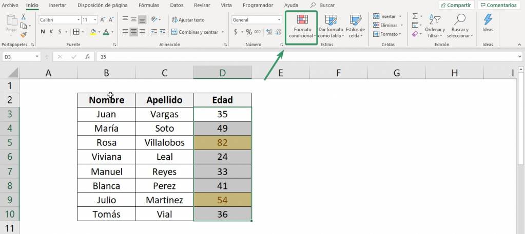 formato condicional de excel.  Muestra cómo borrar las reglas y en donde se encuentra el formato condicional