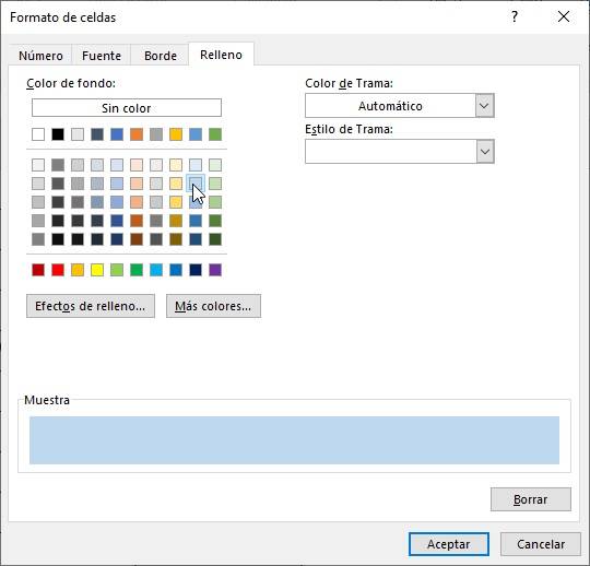 shows the options for conditional formatting with excel formula. Shows colors, font and border
