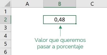 Convertir número a porcentaje a Excel