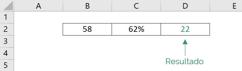 Disminución por Porcentaje en Excel, resultado obtenido