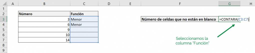 Excel count will count non-blank cells at least one character function