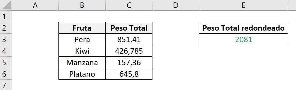 Result Excel ROUND function with function in the number argument