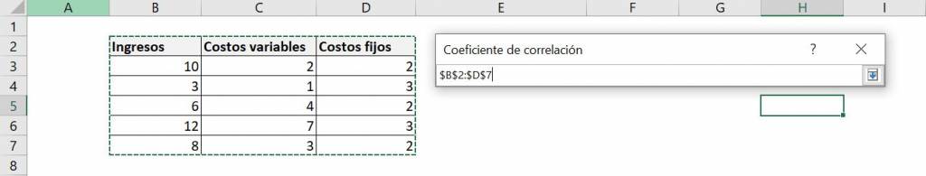Excel excel correlación herramienta ejemplo forma 2 análisis de datos ventana seleccionar