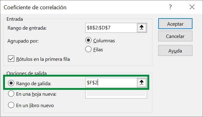 Excel excel correlation tool example form 2 data analysis output window