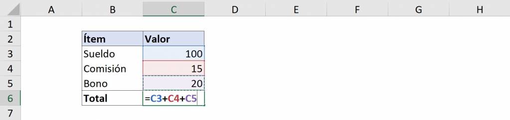 Ejemplo de sumar en Excel, formula suma Excel