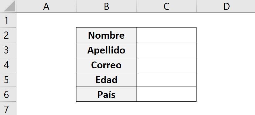 Listas desplegables en Excel muestra la la hoja de cálculo