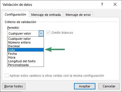 Cómo crear un menú de opciones o lista desplegable en Excel