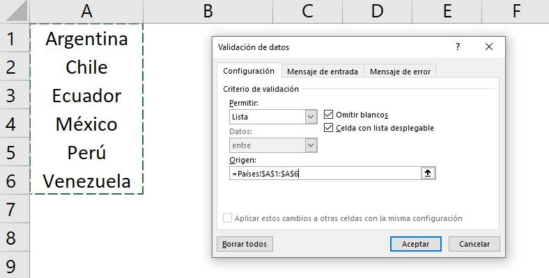 Crear lista desplegable con datos en otra pestaña para luego eliminar los datos de origen 