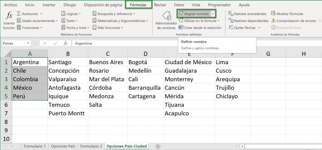 dependent dropdown list elements