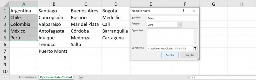 dependent dropdown list elements