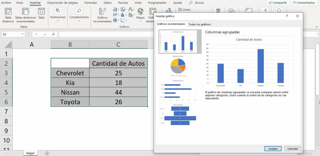 Como realizar gráficas en excel base de datos