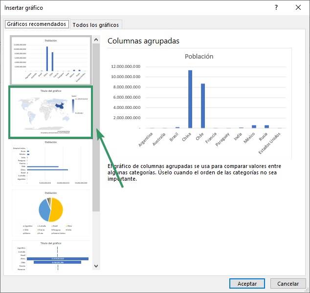 Cómo insertar un mapa en Excel con el gráfico de mapa