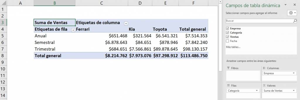 Cómo insertar escala de tiempo en excel creando taba dinámica