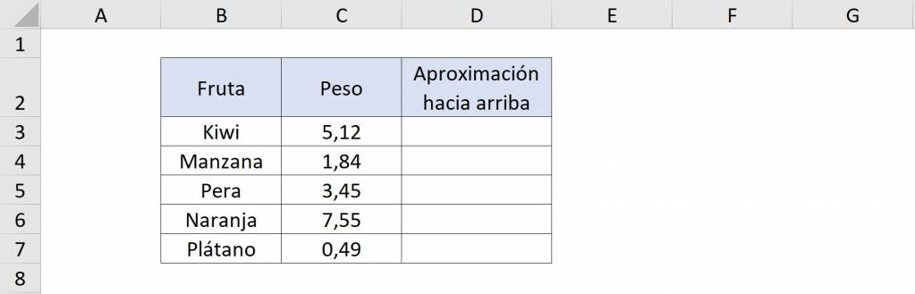 Ejemplo de REDONDEAR.MAS con números enteros