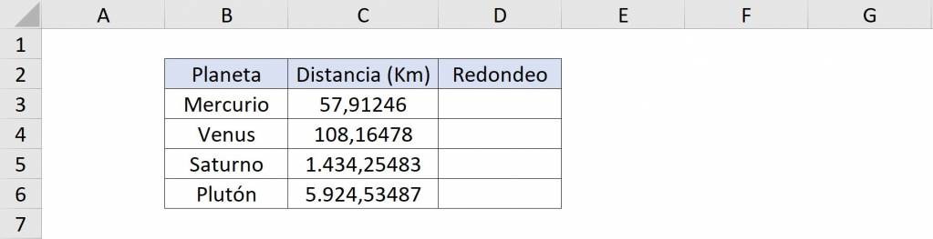 Example of approximation with decimals ROUND.MAS in Excel