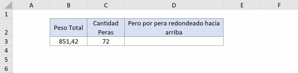 Ejemplo de fórmulas anidadas en REDONDEAR.MAS en Excel