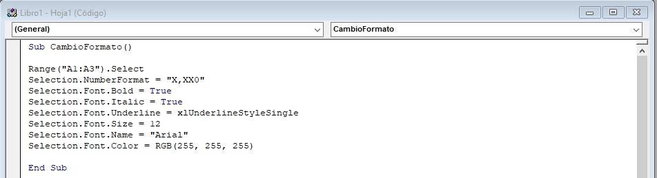 macro in excel to apply a format to a range of cells