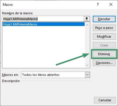 eliminar macro en excel