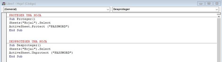 macros en excel como proteger una hoja