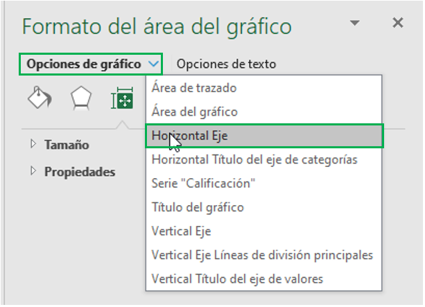 opciones del eje histograma en Excel grafico de frecuencias en Excel