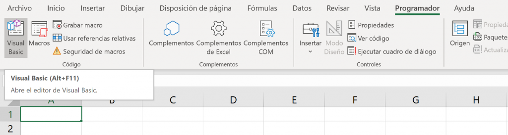 Open VBA in Excel