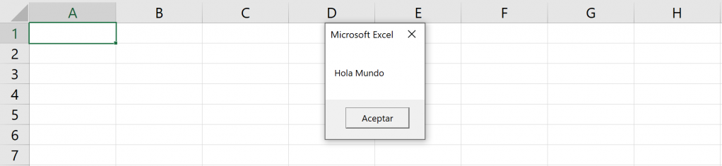 MsgBox ejecutado en VBA Excel