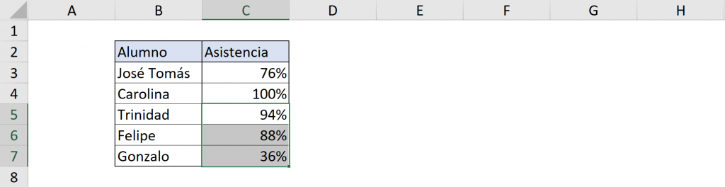 Ejemplo 3 Rango Dinámico VBA en Excel, resultado alternativo