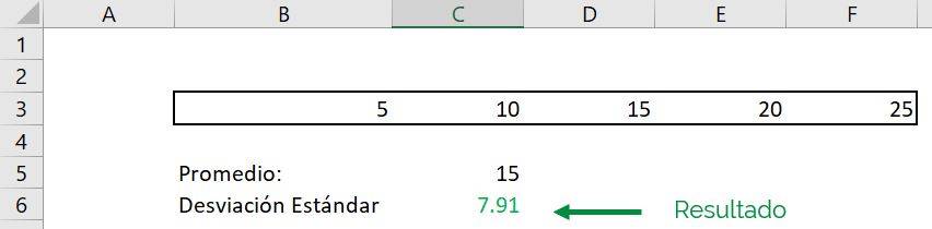 Excel calcular desviación estándar desvest desvest.m desvest.p desvestp ejemplo seleccionar argumentos de a uno resultado 