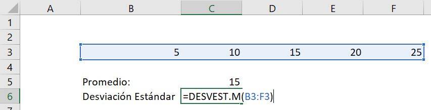 Excel calcular desviación estándar desvest desvest.m ejemplo seleccionar argumentos todos los datos