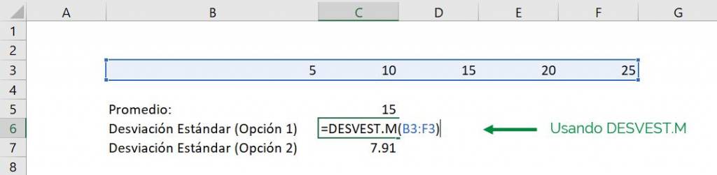 Excel calcular desviación estándar desvest desvest.m diferencias opción desvest.m