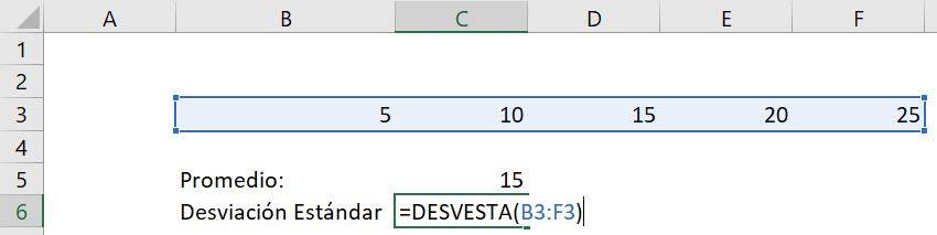 Excel calcular desviación estándar desvest desvest.m desvesta desvestpa ejemplo texto