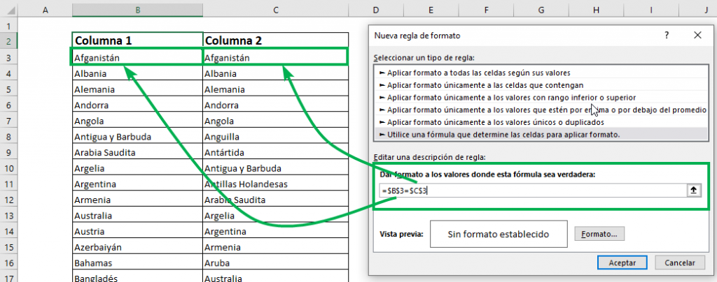 comparar dos columnas en excel comparar dos celdas en excel