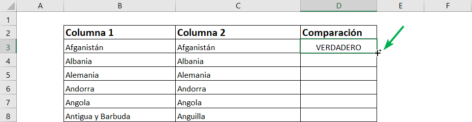 comparar dos columnas en excel comparar dos celdas en excel y que devuelva texto 