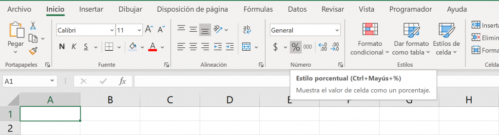 First macro: choose percentage format