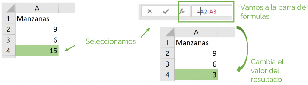 Editar fórmulas de Excel.