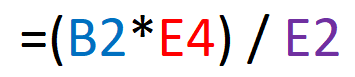 Formula used to convert pounds to kilos in Excel.