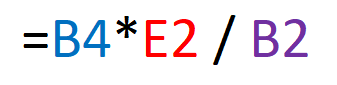 Formula used to convert from kilos to pounds in Excel.